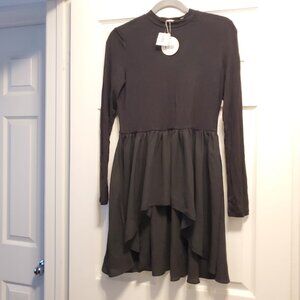 CHIFFON TRIM HI-LOW TUNIC TOP
